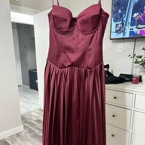 House of CB Rich Burgundy Satin Dress